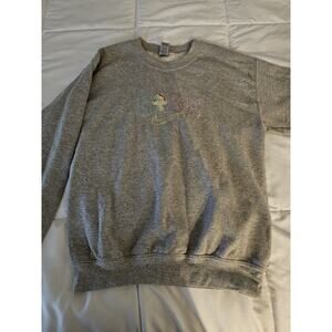 Gray Gildan Heavy Blend “NIKE” Mushroom Embroidered Sweatshirt (Small)